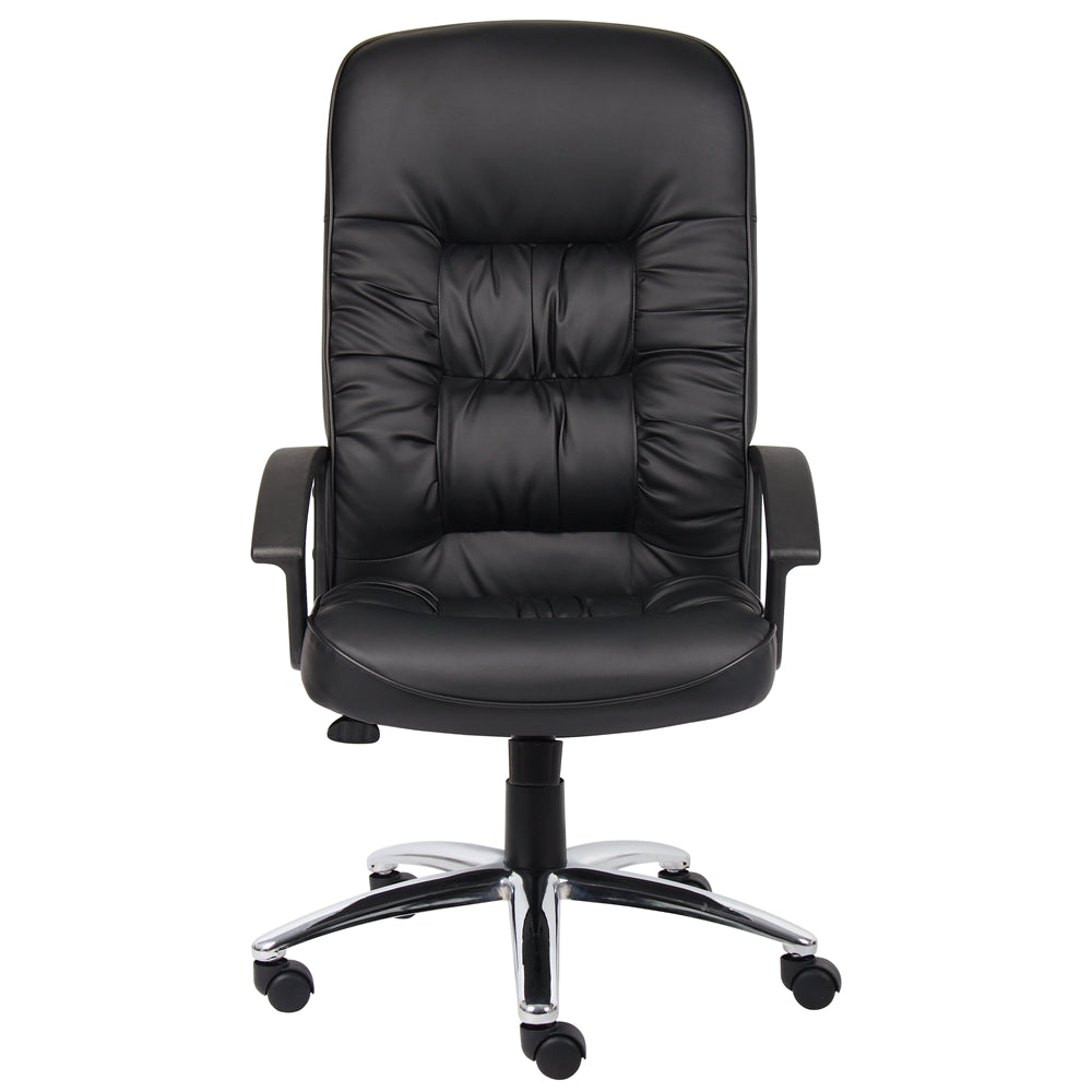 Boss High Back LeatherPlus Chair W/ Chrome Base