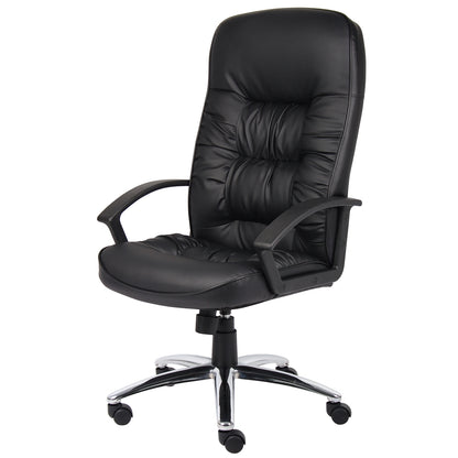 Boss High Back LeatherPlus Chair W/ Chrome Base