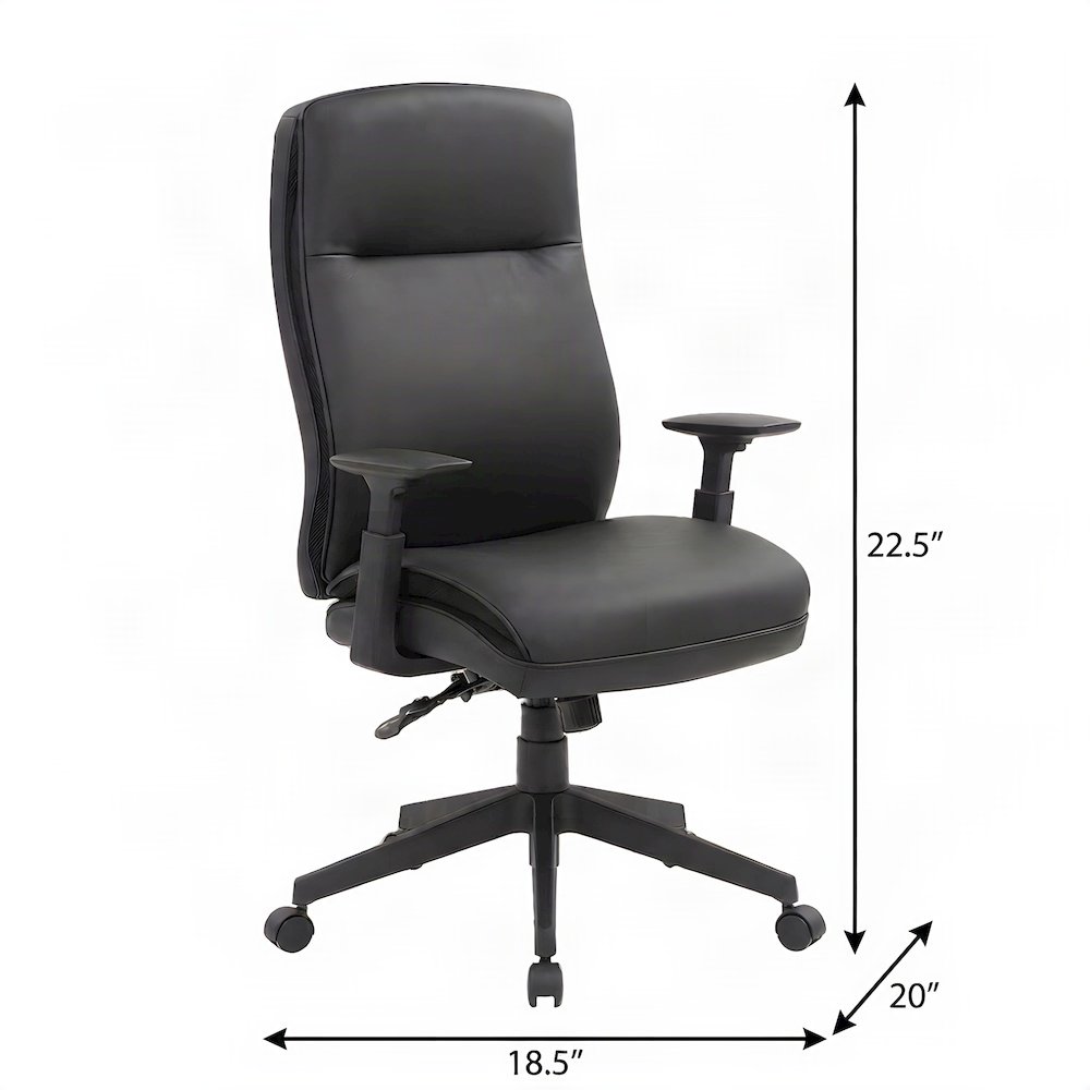 Bison Office High-Back Executive Chair with Vinyl-Upholstered Seat, Black