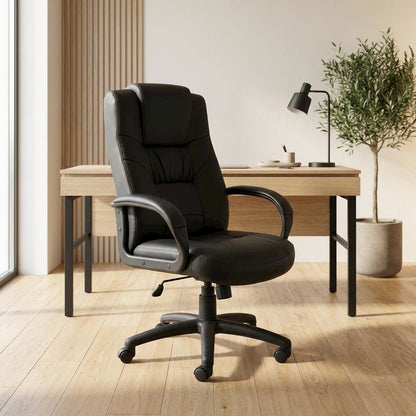 LeatherPlus High-Back Executive Chair with Adjustable Arms, Home Office