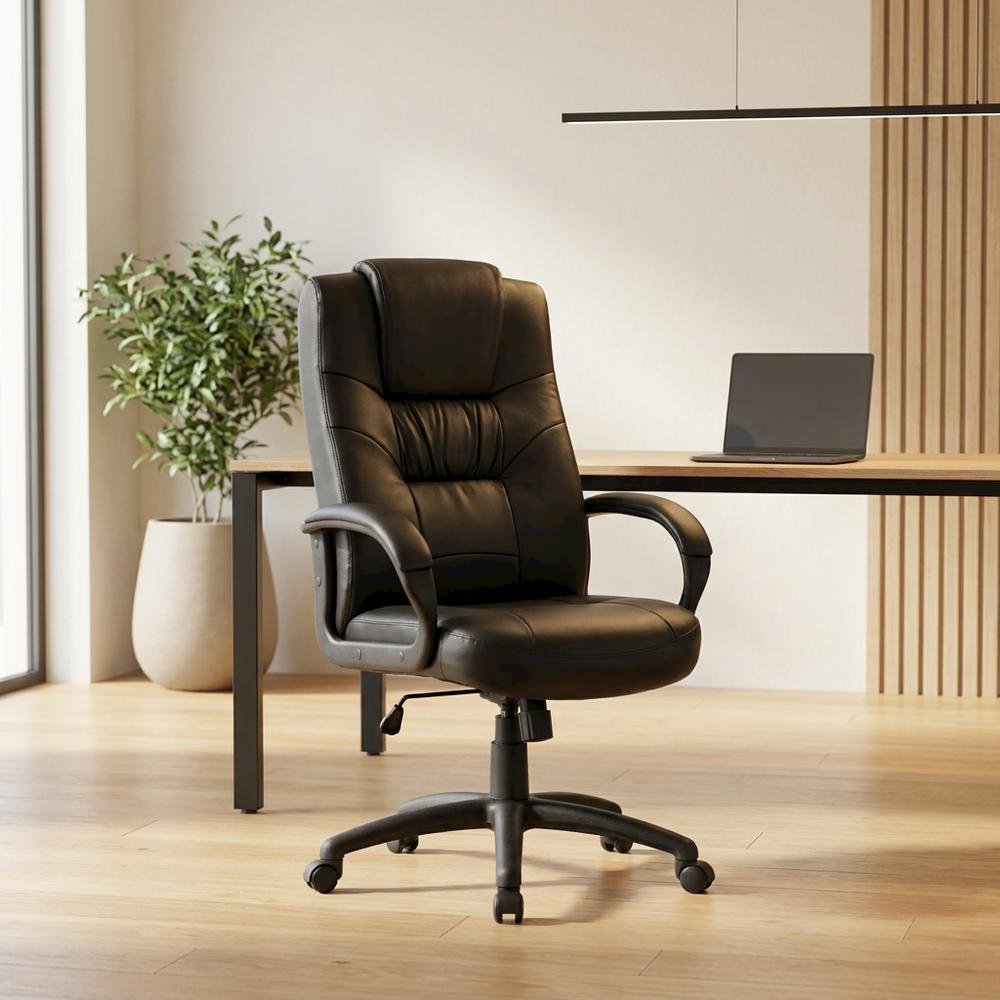 LeatherPlus High-Back Executive Chair with Adjustable Arms, Home Office
