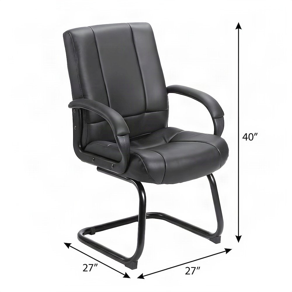 Bison Office Guest Chair with Mid-Back Vinyl-Upholstered Cantilever Base