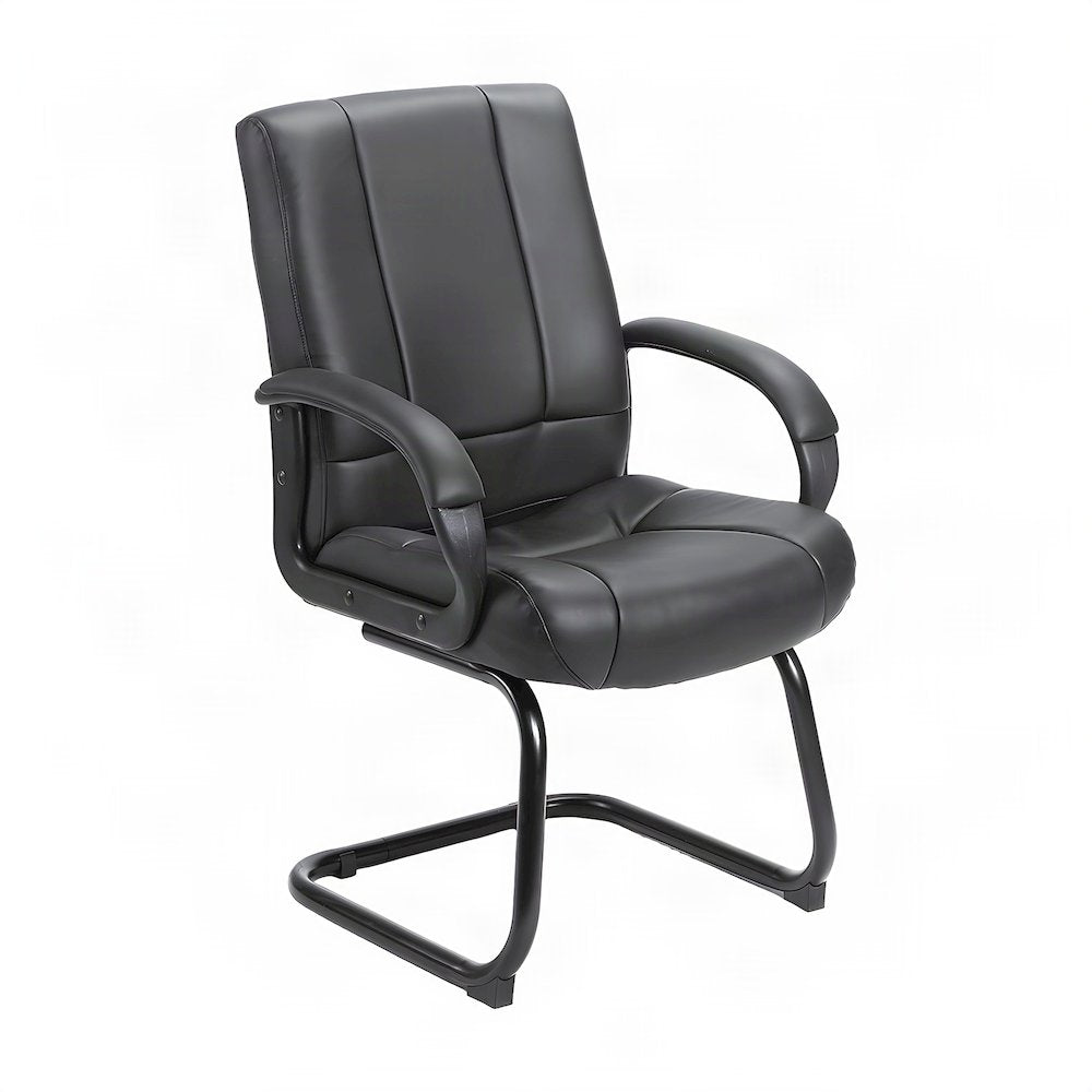 Bison Office Guest Chair with Mid-Back Vinyl-Upholstered Cantilever Base