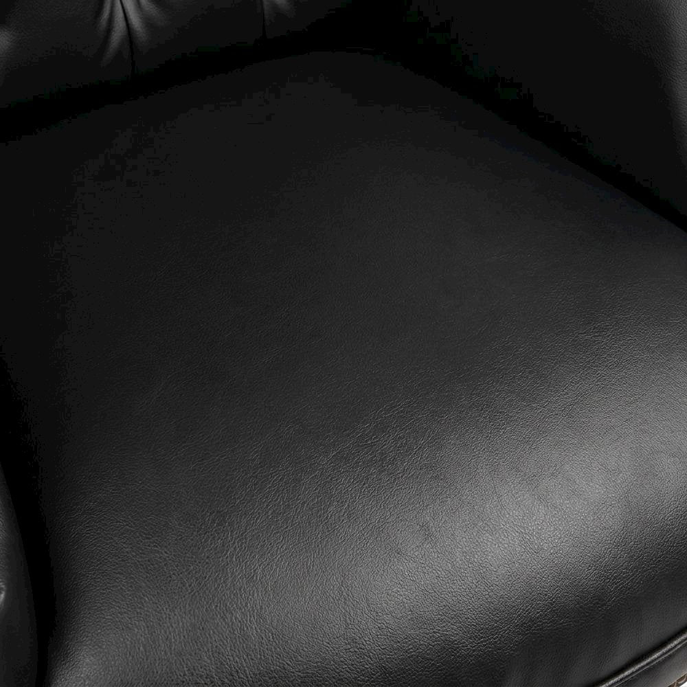 Leather-Upholstered Wingback Guest Chair with Mahogany Leg Base for Living Room