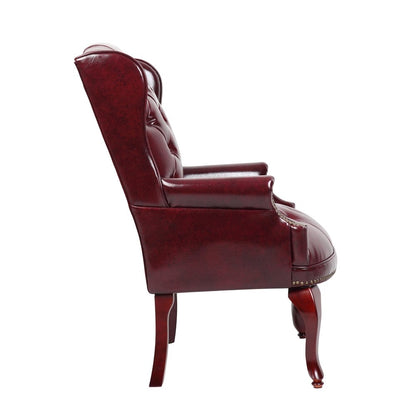 Boss Wingback Traditional Guest Chair In Burgundy