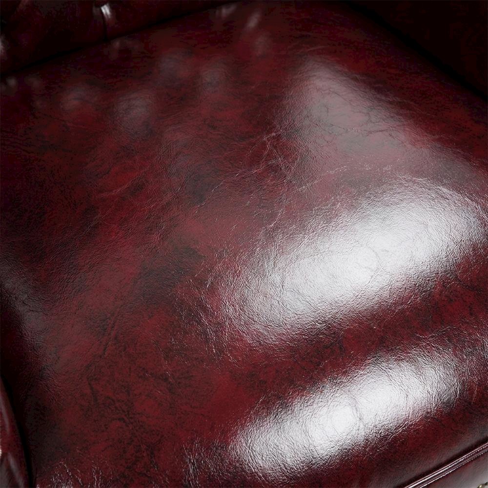 Leather-Upholstered Wingback Guest Chair, Mahogany 4-Leg Base for Living Room