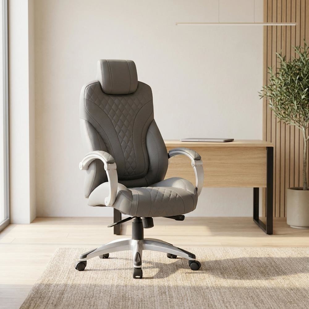 CaressoftPlus High-Back Executive Chair with Adjustable Hinged Arms with Storage