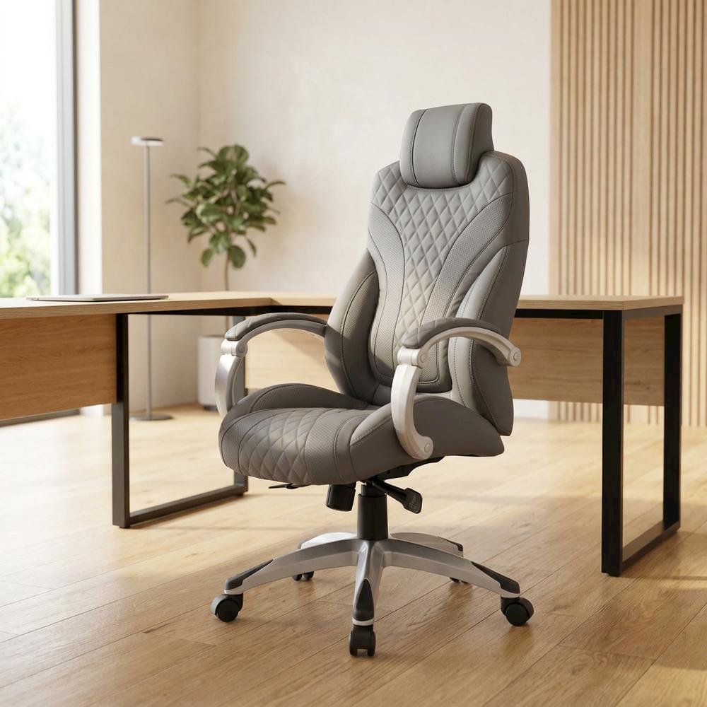 CaressoftPlus High-Back Executive Chair with Adjustable Hinged Arms with Storage
