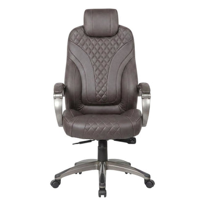 LeatherPlus Executive Armchair with Hinged Arms and Adjustable Heights, Brown