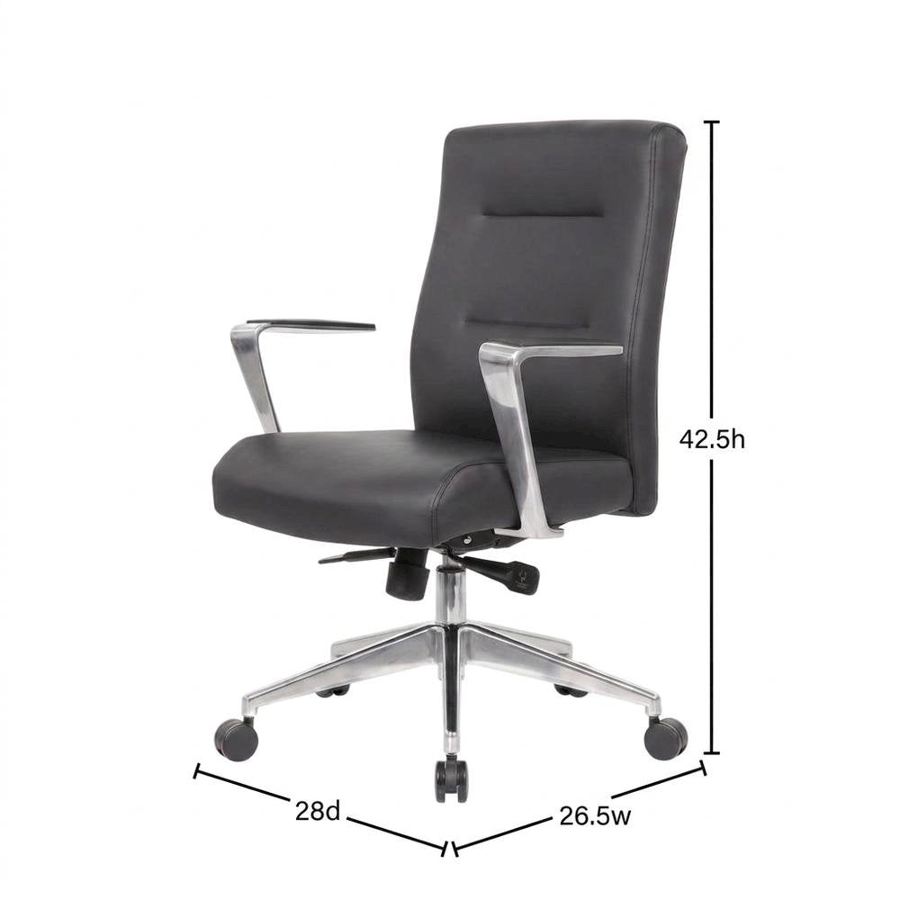 Vinyl High-Back Conference Chair with Aluminum Arms and Base, Adjustable