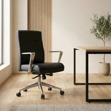 Vinyl High-Back Conference Chair with Aluminum Arms and Base, Adjustable
