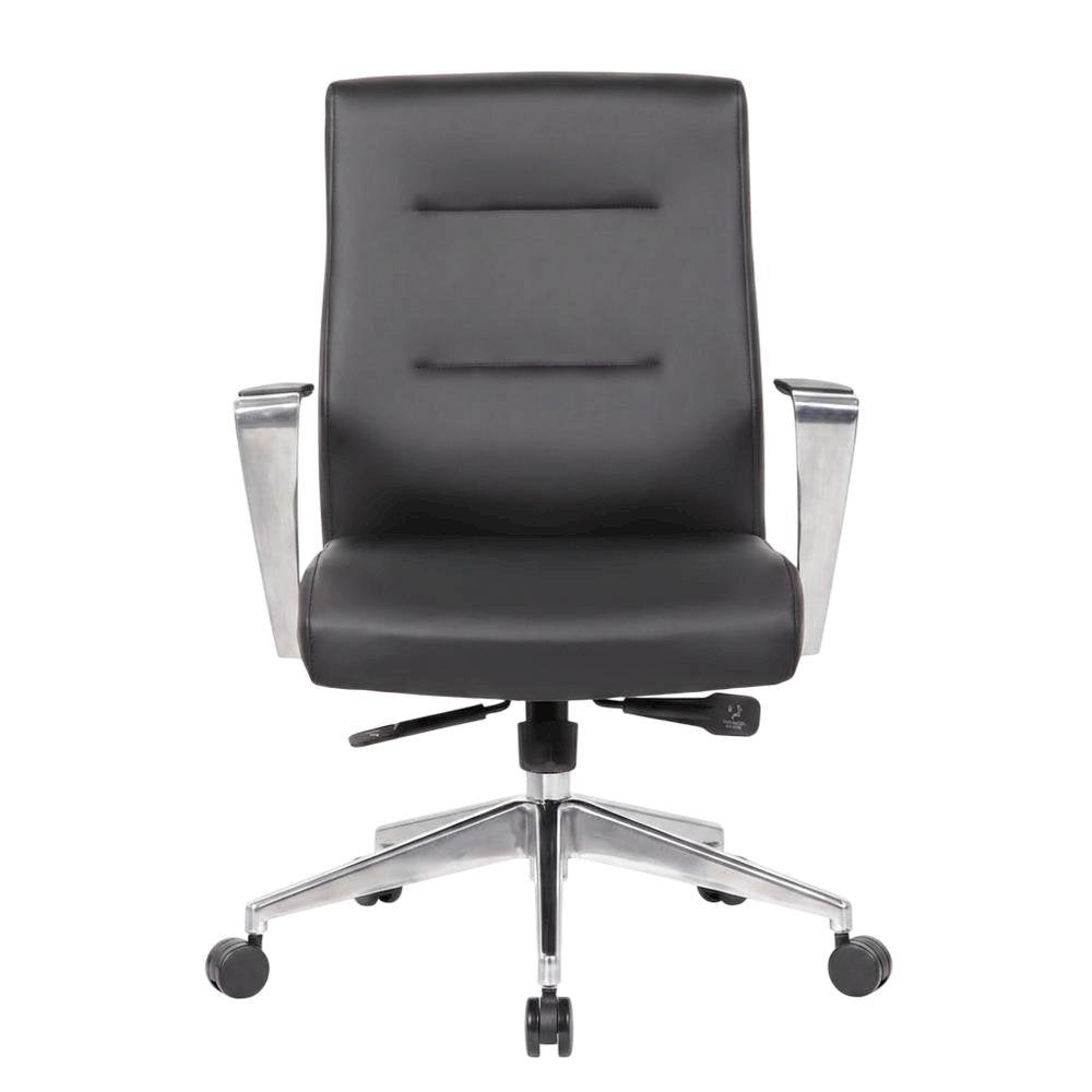 Vinyl High-Back Conference Chair with Aluminum Arms and Base, Adjustable