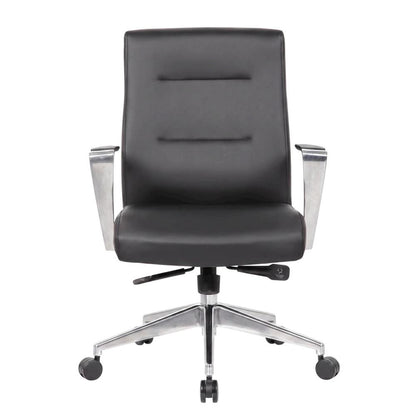 Vinyl High-Back Conference Chair with Aluminum Arms and Base, Adjustable
