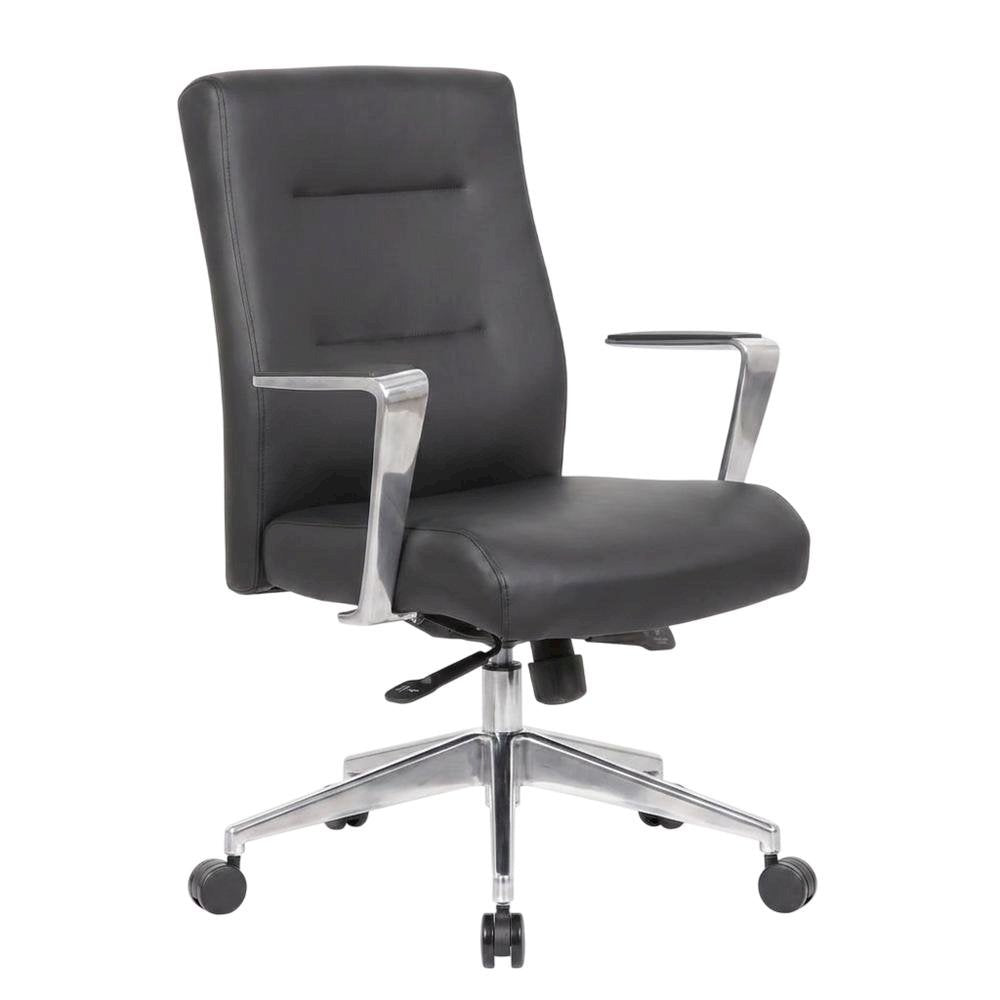 Vinyl High-Back Conference Chair with Aluminum Arms and Base, Adjustable