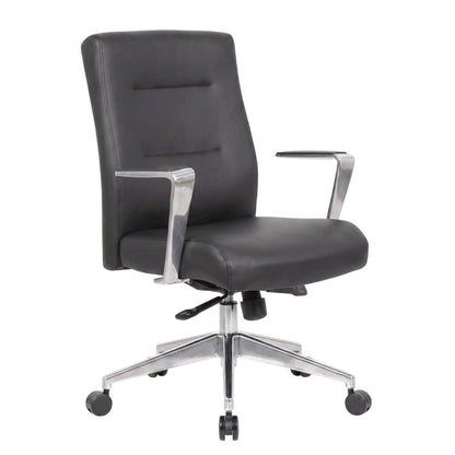 Vinyl High-Back Conference Chair with Aluminum Arms and Base, Adjustable