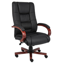 CaressoftPlus High-Back Executive Chair with Cherry Wood Base and Arms