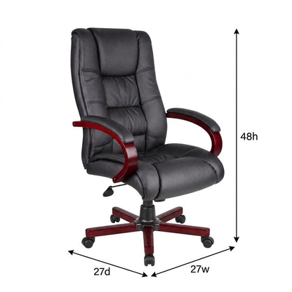 CaressoftPlus High-Back Executive Chair with Mahogany Wood Base and Arms
