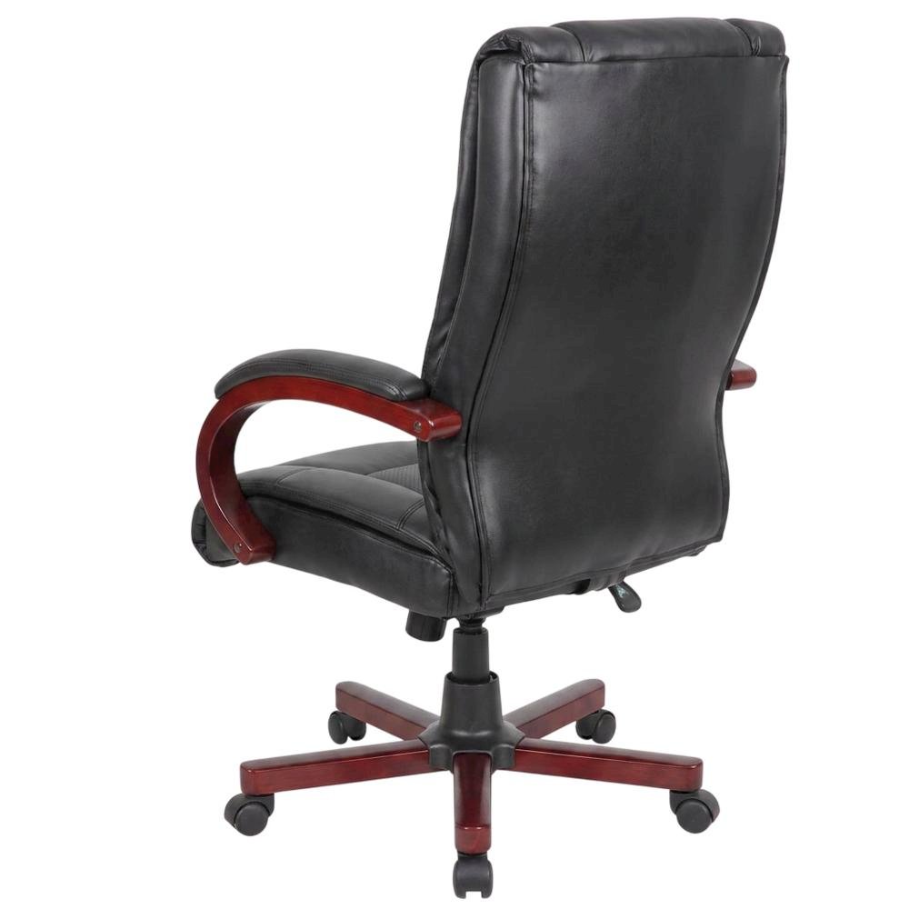 CaressoftPlus High-Back Executive Chair with Mahogany Wood Base and Arms