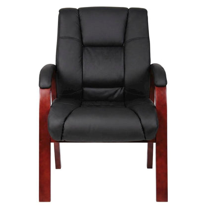 CaressoftPlus Mid-Back Guest Chair with Cherry Wood Finished Frame for Entryway