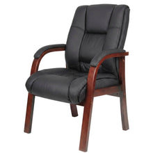 CaressoftPlus Mid-Back Guest Chair with Cherry Wood Finished Frame for Entryway
