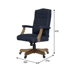 Linen Mid-Back Executive Office Chair with Padded Arms and Spring Tilt