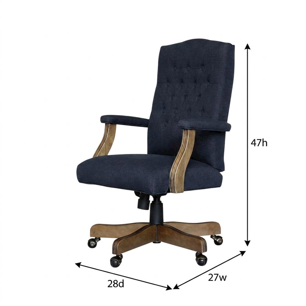Linen Mid-Back Executive Office Chair with Padded Arms and Spring Tilt