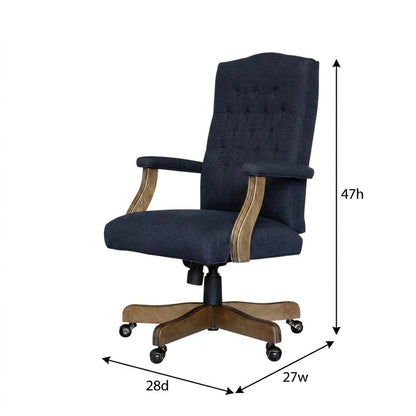 Linen Mid-Back Executive Office Chair with Padded Arms and Spring Tilt