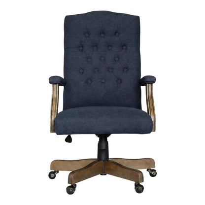 Linen Mid-Back Executive Office Chair with Padded Arms and Spring Tilt
