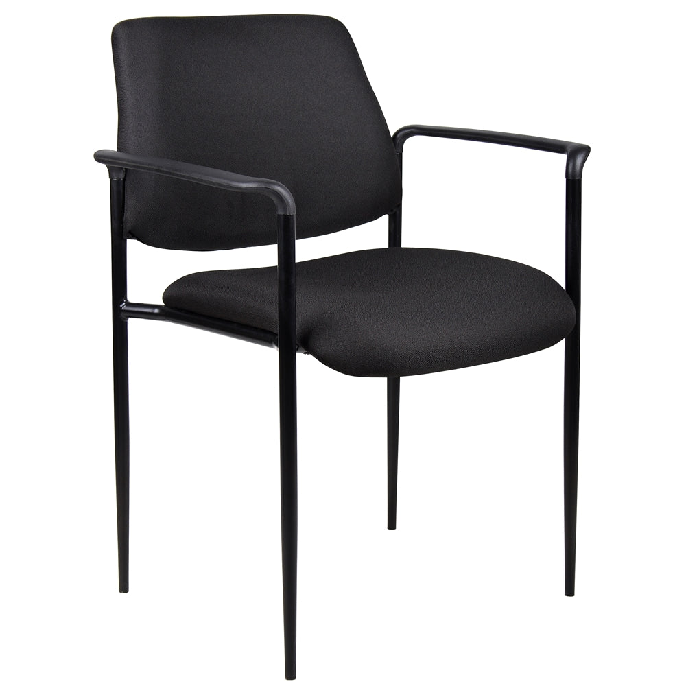 Boss Square Back  Diamond Stacking Chair W/Arm In Black