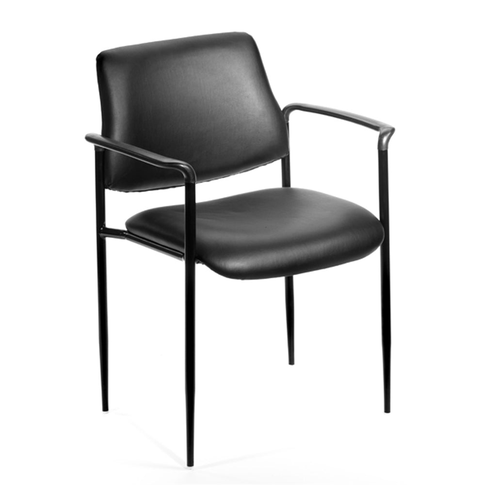Boss Square Back  Diamond Stacking Chair W/Arm In Black Caressoft