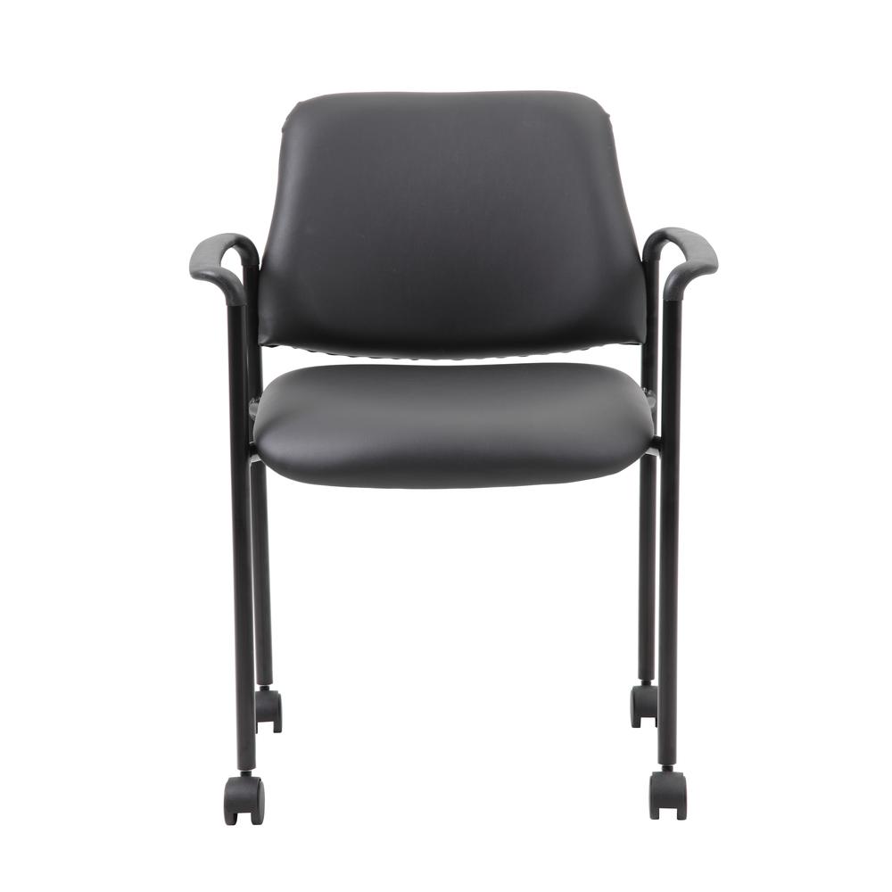 Boss Square Back  Diamond Stacking Chair W/Arm In Black Caressoft