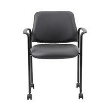 Boss Square Back  Diamond Stacking Chair W/Arm In Black Caressoft