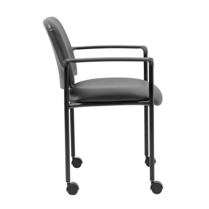 Boss Square Back  Diamond Stacking Chair W/Arm In Black Caressoft