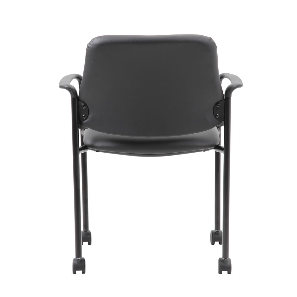 Boss Square Back  Diamond Stacking Chair W/Arm In Black Caressoft