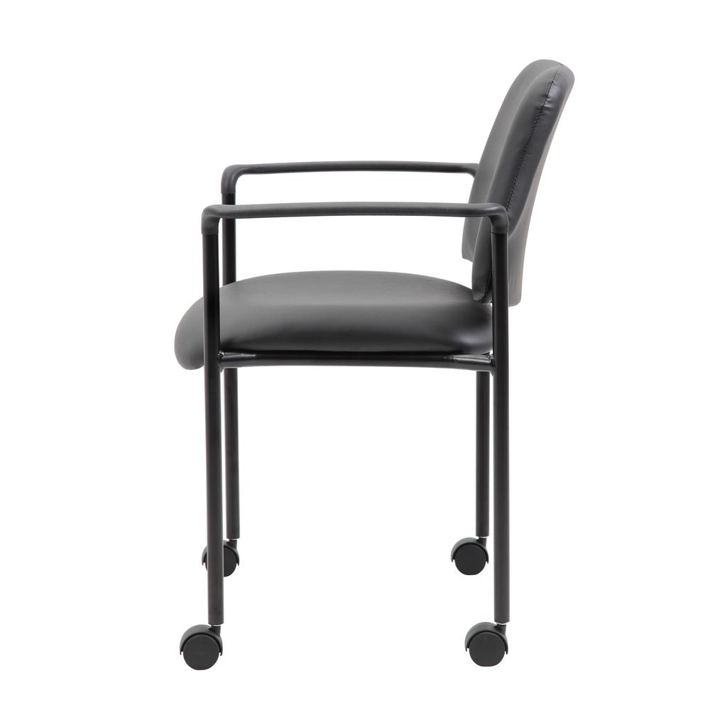 Boss Square Back  Diamond Stacking Chair W/Arm In Black Caressoft