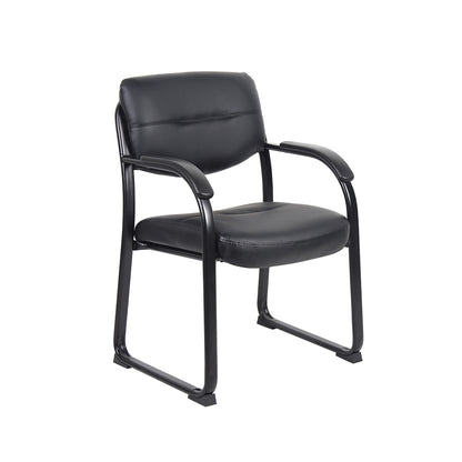 Boss Leather Sled Base Side Chair W/ Arms
