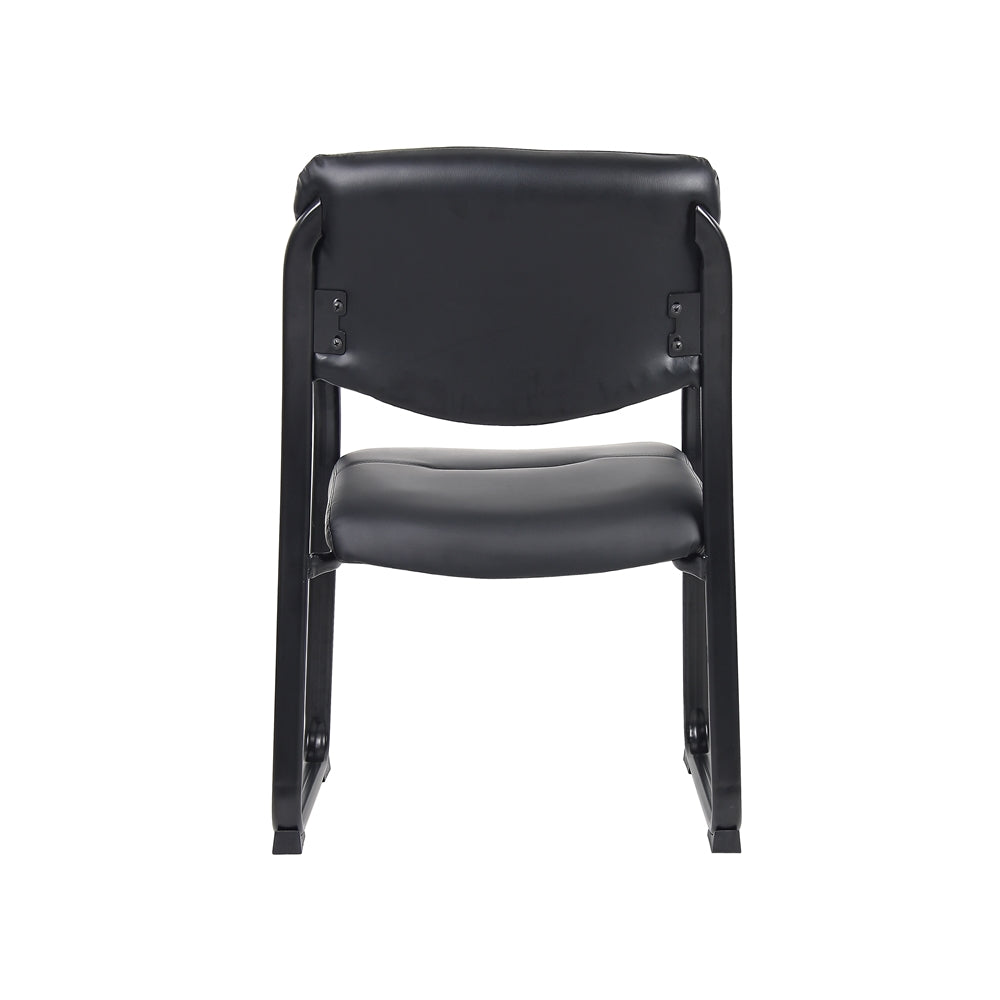 Boss Leather Sled Base Side Chair W/ Arms