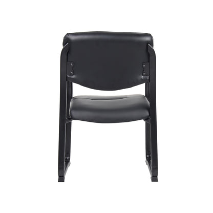 Boss Leather Sled Base Side Chair W/ Arms
