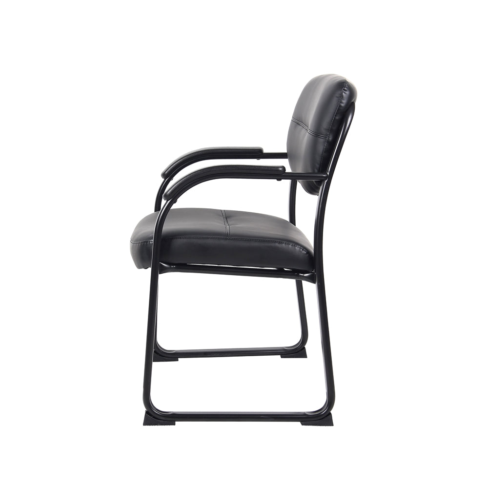Boss Leather Sled Base Side Chair W/ Arms