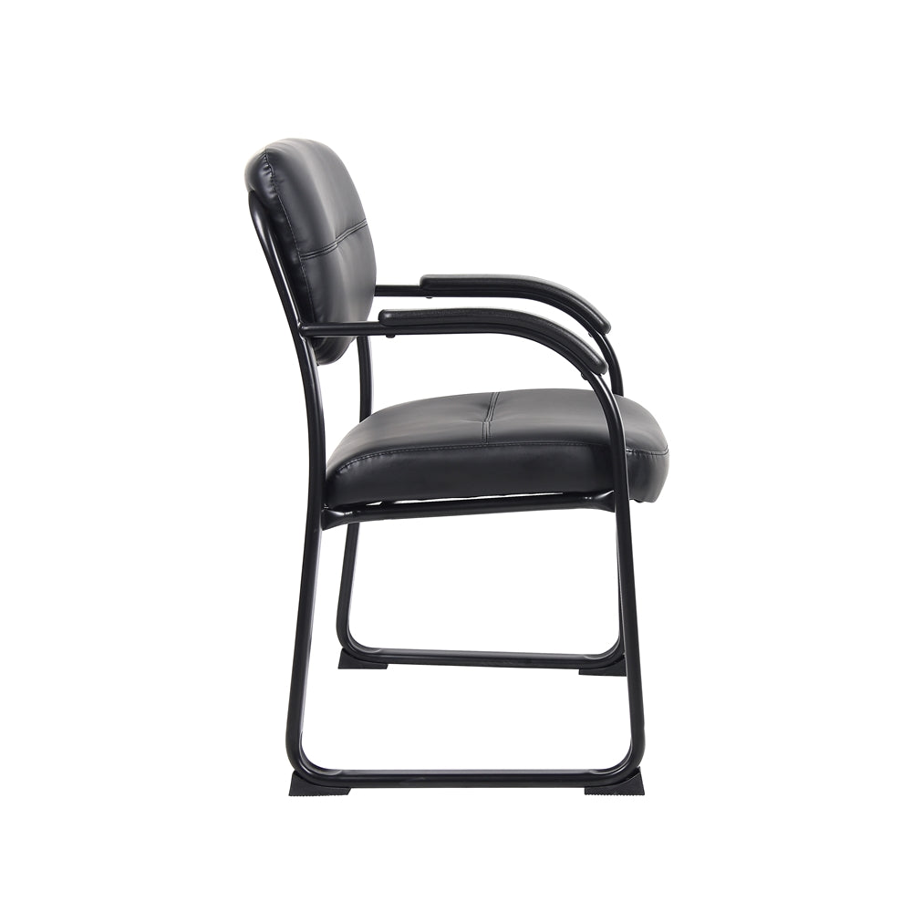 Boss Leather Sled Base Side Chair W/ Arms