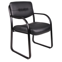 Boss Leather Sled Base Side Chair W/ Arms