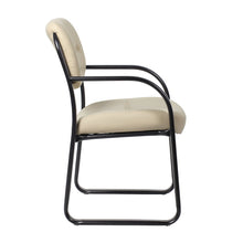Boss Leather Sled Base Side Chair, Beige
