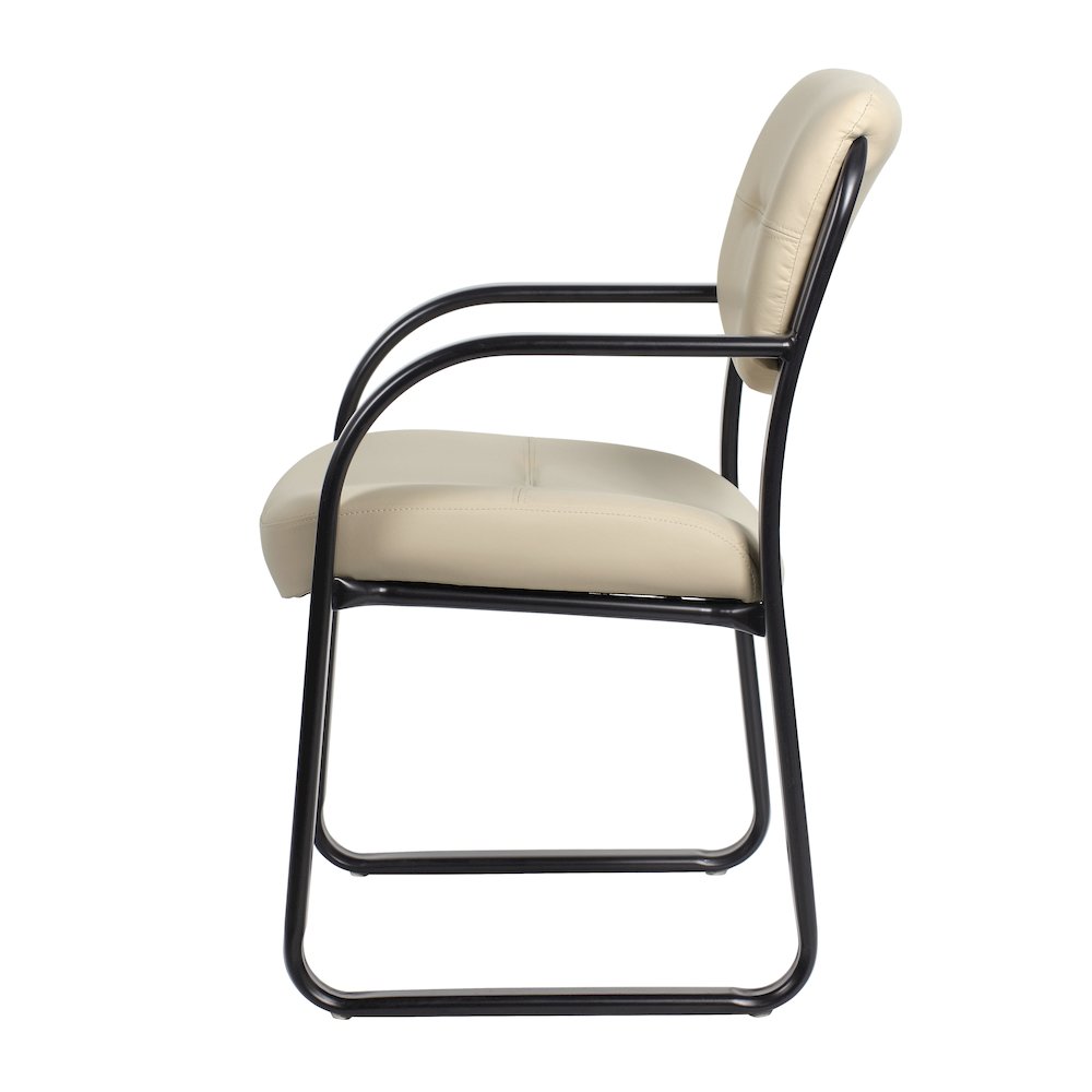 Boss Leather Sled Base Side Chair, Beige