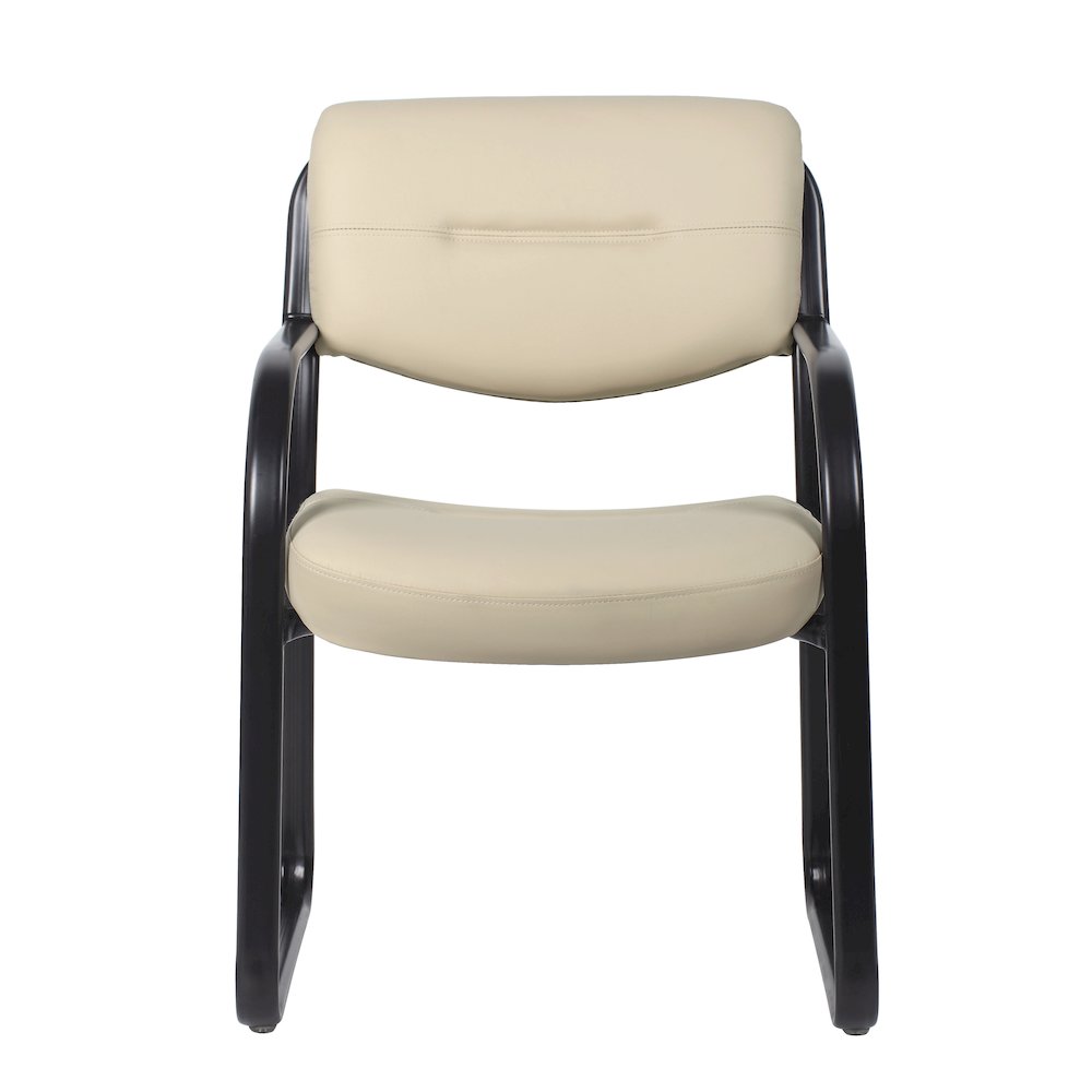 Boss Leather Sled Base Side Chair, Beige