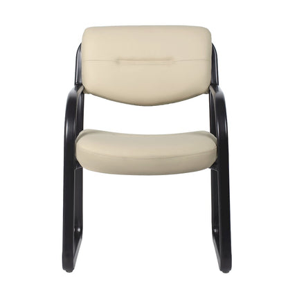 Boss Leather Sled Base Side Chair, Beige