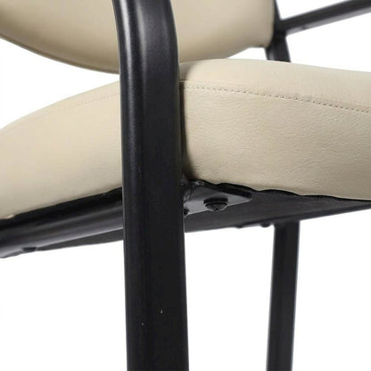 LeatherPlus Armless Side Chair with Sled Base, Desk Chair No Wheels, Beige