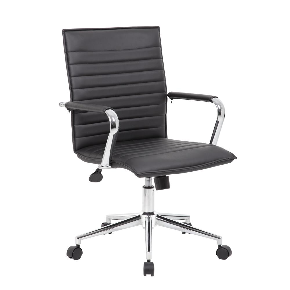 Boss Black Vinyl Hospitality Chair
