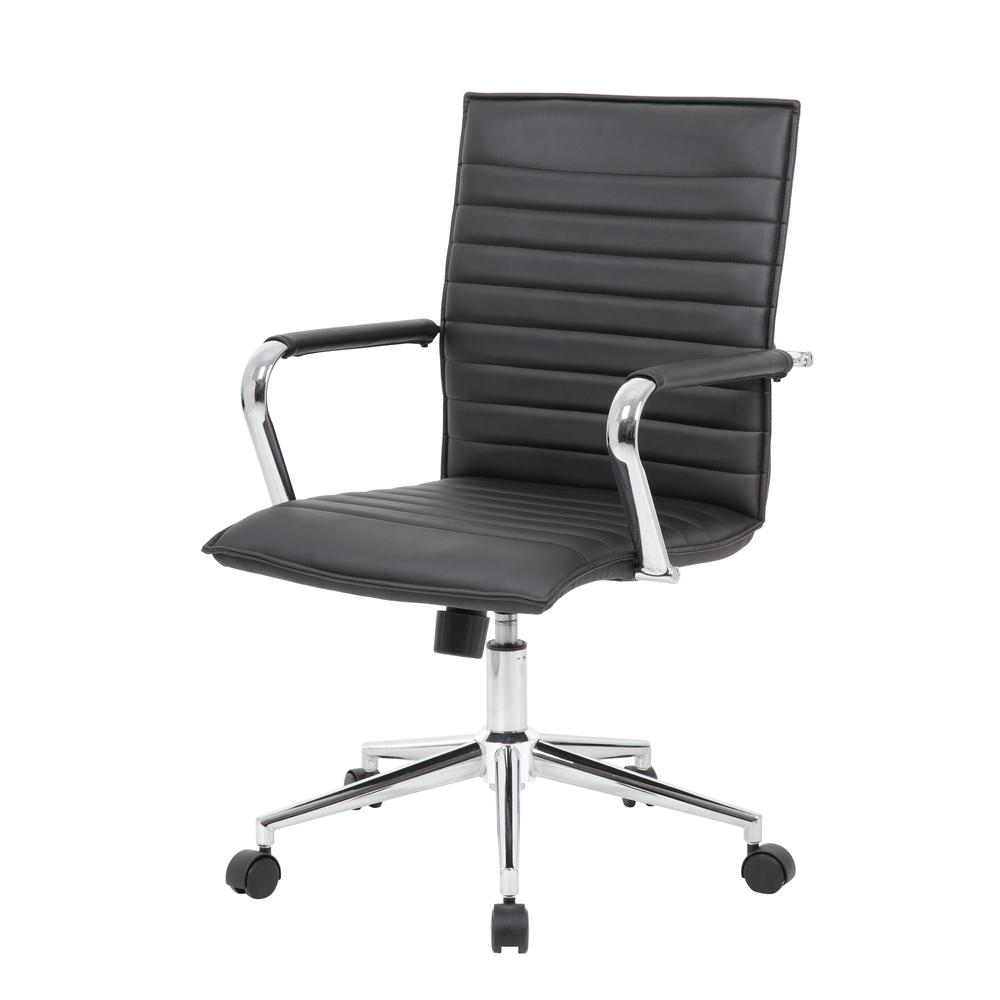 Boss Black Vinyl Hospitality Chair