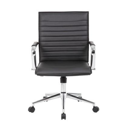 Boss Black Vinyl Hospitality Chair