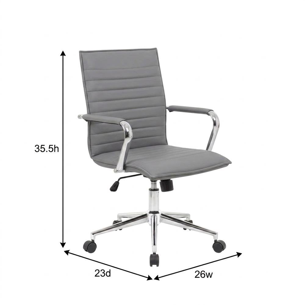 Vinyl Mid-Back Hospitality Chair with Adjustable Arms and a Chrome Base